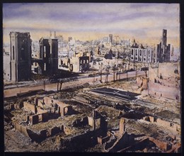 Ruins Along Wabash Avenue after Great Fire, Chicago, Illinois, USA, Hand-Colored Lantern Slide, circa 1871
