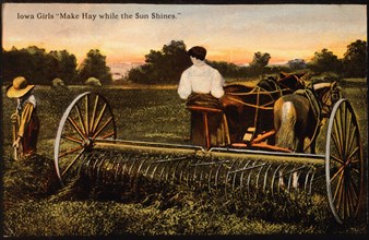 Iowa Girls, Make Hay While The Sun Shines, Illustration, circa 1914
