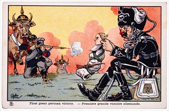 World War I French Satirical Card, First Great German Victory, circa 1918