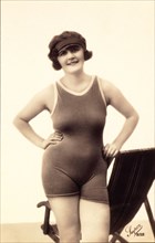 Female Bathing Suit Model, French Post Card, circa 1920