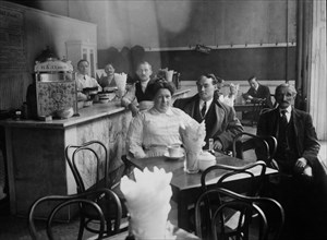 Workers and Customers in Restaurant, New York City, USA, circa 1912