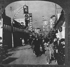 Street Scene, Yokohama, Japan, Single Image of Stereo Card, circa 1905
