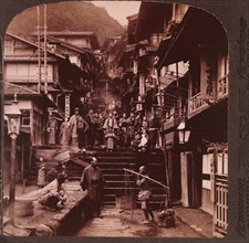 Main Street Ascending Mount Haruna, Ikao, Japan, Single Image of Stereo Card, circa 1904