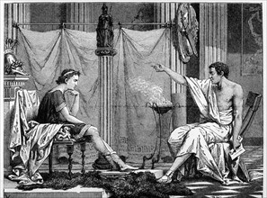 Aristotle and His Pupil, Alexander, Illustration, 1885