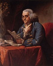 Benjamin Franklin (1706-1790), Reading, Portrait, Painting by David Martin, 1767