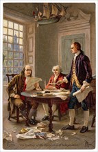 Benjamin Franklin, John Adams and Thomas Jefferson Drafting the Declaration of American Independence, 1776