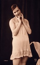 French Lingerie Model Smiling, 1920