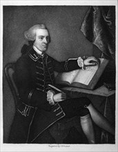 John Hancock (1737-1793), Political Leader During American Revolution, Signer of Declaration of Independence, Portrait, Engraving, 1859