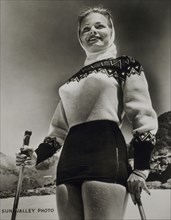 Woman Modeling Latest Ski Fashion, Sun Valley, Idaho, USA, circa 1945