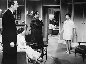 Bob Hope and Katharine Hepburnon-set in the Film, The Iron Petticoat, 1956