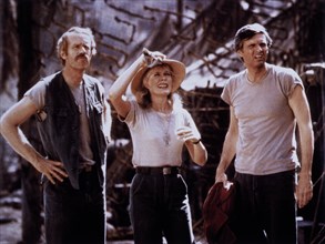 Mike Farrell, Loretta Swit and Alan Alda, On-Set of the Television Series, M*A*S*H, 1983