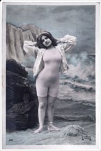 Woman in One-Piece Bathing Suit, France, circa 1900