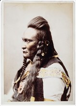 Chief Running Deer, Portrait, Hand-Colored Photograph, 1882