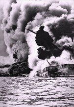 Destruction of the Battleship Arizona During the Japanese Attack on Pearl Harbor, Hawaii, 1941