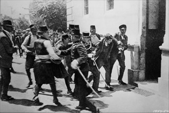 Arrest of the First Bomb-Thrower, Nedeljko Cabrinovic, in the Assassination of Archduke Franz Ferdinand and his Wife, Sarajevo, Bosnia, June 28, 1914