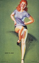 Sexy Woman Wearing Shorts and Tee Shirt, "Hard to Beat", Mutoscope Card, 1940's