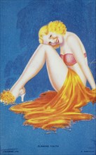 Sexy Blond Woman, "Flaming Youth", Mutoscope Card, 1940's