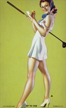 Sexy Woman With Golf Club, "Up to Par", Mutoscope Card, 1940's