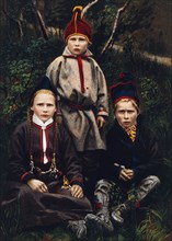 Lapp Children, Chromolithograph of Photograph, 1894