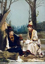 Lapp Couple Having Coffee, Chromolithograph from Photograph, 1894