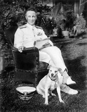 Admiral Richard E. Byrd with Igloo, his Pet Wire Fox Terrier, Portrait, circa 1920's