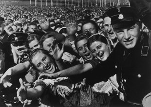 German Crowd Greeting Adolf Hitler, Buckeberg, Germany, 1935