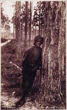 African-American Teenager Leaning Against Tree, Florida, USA, 1880