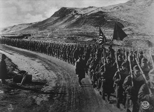 U.S. 31st Infantry Troops on March Near Vladivostok, Russia, 1918