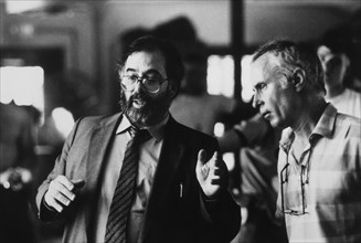 Francis Ford Coppola with Jordan Cronenweth, Director of Photography, On-Set of the Film, "Gardens of Stone", 1987