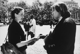 Andie MacDowell and Gerard Depardieu, On-Set of the Film, "Green Card", 1990