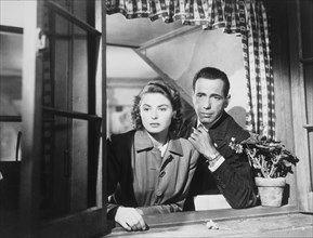 Humphrey Bogart and Ingrid Bergman Looking Out Window, On-Set of the Film, "Casablanca", 1942