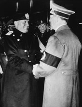 Adolf Hitler and Benito Mussolini Greeting Each Other and Shaking Hands, 1938