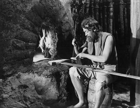 Dan O'Herlihy on-set of the Film, "Adventures of Robinson Crusoe", 1954
