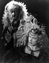 Jean Marais and Josette Day on-set of the Film, Beauty and the Beast (aka La Belle et la Bete), 1946