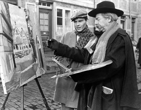 Horst Buchholz (left) on-set of the Film, Confessions of Felix Krull (aka Bekenntnisse des Hochstaplers Felix Krull), 1957