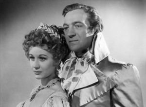Margaret Leighton and David Niven on-set of the Film, The Elusive Pimpernel, 1950