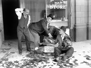 James Finlayson, Oliver Hardy and Stan Laurel on-Set of the Film, Liberty, 1929