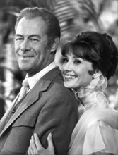 Rex Harrison and Audrey Hepburn on-set of the Film, My Fair Lady, 1964