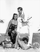 Esther Williams and Howard Keel on-set of the Film, Pagan Love Song, 1950
