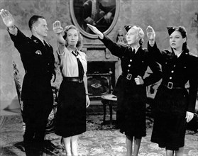 Alan Baxter, Tala Birell, Gertrude Michael and Anne Nagel on-set of the Film, Women in Bondage, 1943