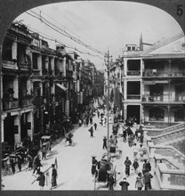 Busy Queen's Road, Hong Kong, Single Image of Stereo Card, 1902