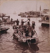Arrival of Fishing Boat in Harbor, Hong Kong, Single Image of Stereo Card, 1896