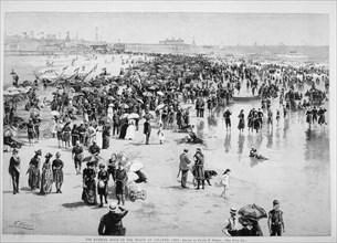 The Bathing Hour on the Beach at Atlantic City, Illustration, Harper's Weekly, 1890