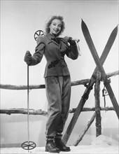Evelyn Keyes (1916-2008), American Film Actress, Portrait with Skis, circa 1938