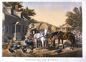 Preparing for Market, Lithograph, Nathaniel Currier, 1856