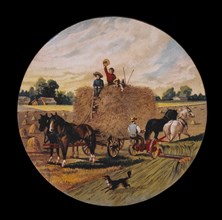 Children on Hay Wagon, American Farm Scene, Lithograph, Nathaniel Currier, 1890
