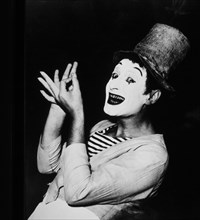 Marcel Marceau (1923-2007), French Actor and Mime, Top Hat and White Makeup, Portrait, circa 1955