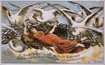 Hall's Vegetable Sicilian Hair Renewer, Trade Card, circa 1900