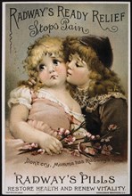 Mother Comforting Child, Radway's Ready Relief Stops Pain, Trade Card, circa 1900