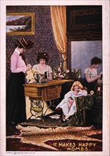 Women and Sewing Machine, Domestic Sewing Machine, Trade Card, circa 1890